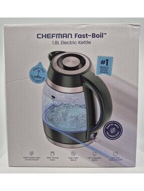 Chefman Electric Kettle, 1.8L 1500W, Hot Water Boiler, Removable Lid RJ11-18-PL